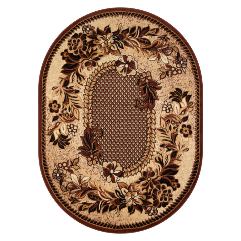 Vloerkleed Atlas Ovaal Beige Bruin Bloemenmotief