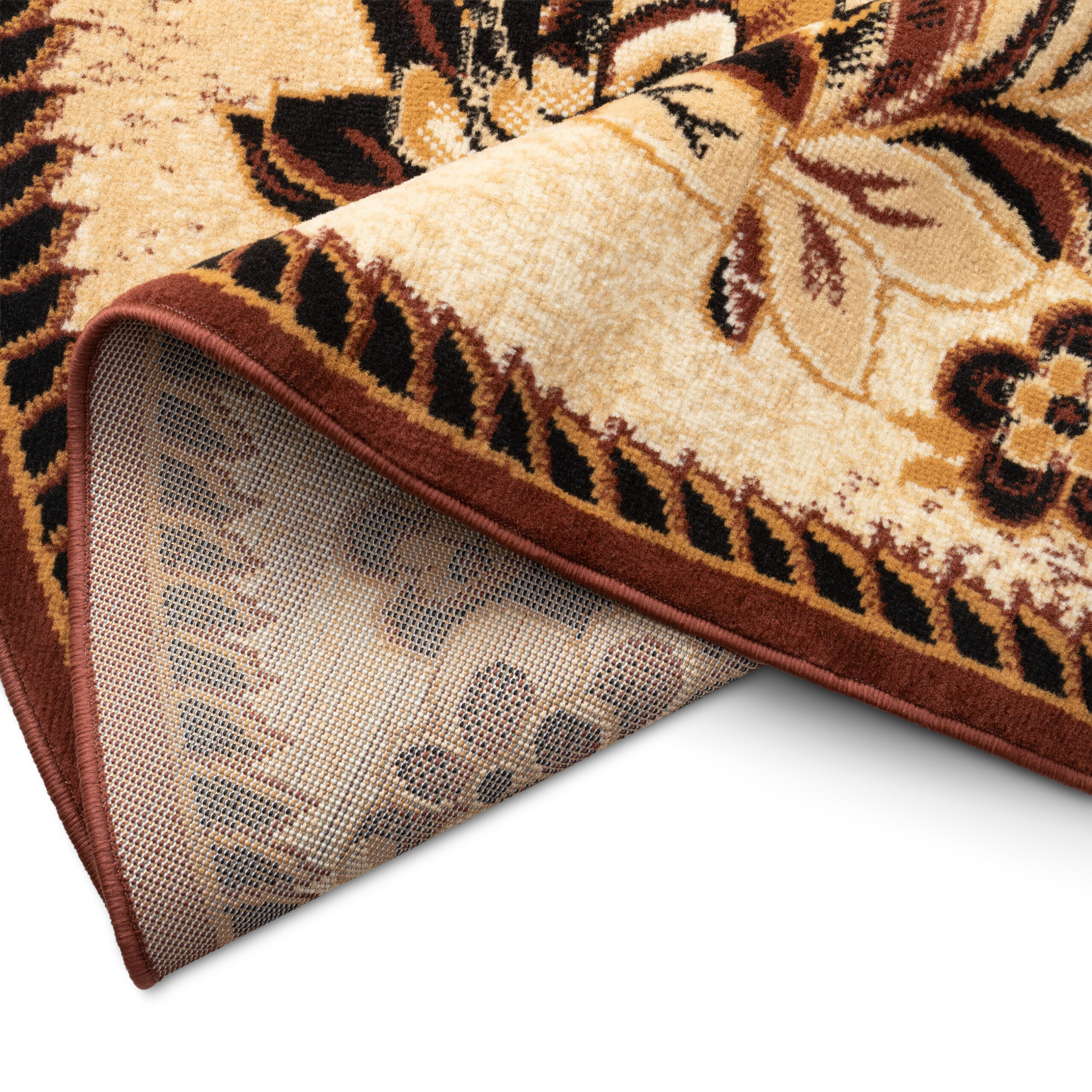 Vloerkleed Atlas Ovaal Beige Bruin Bloemenmotief