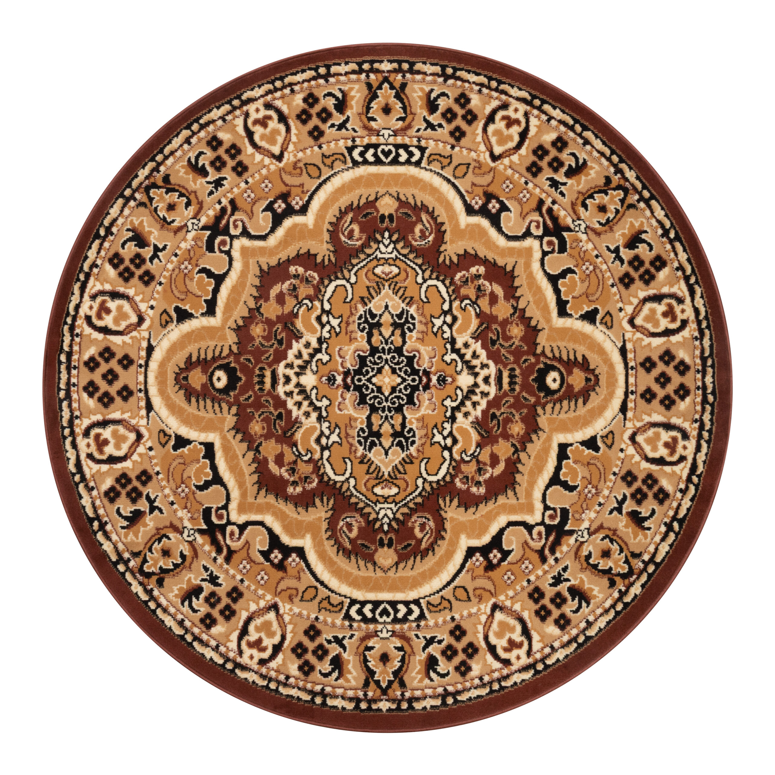 Vloerkleed Atlas Rond Klassiek Beige Bruin Ornament