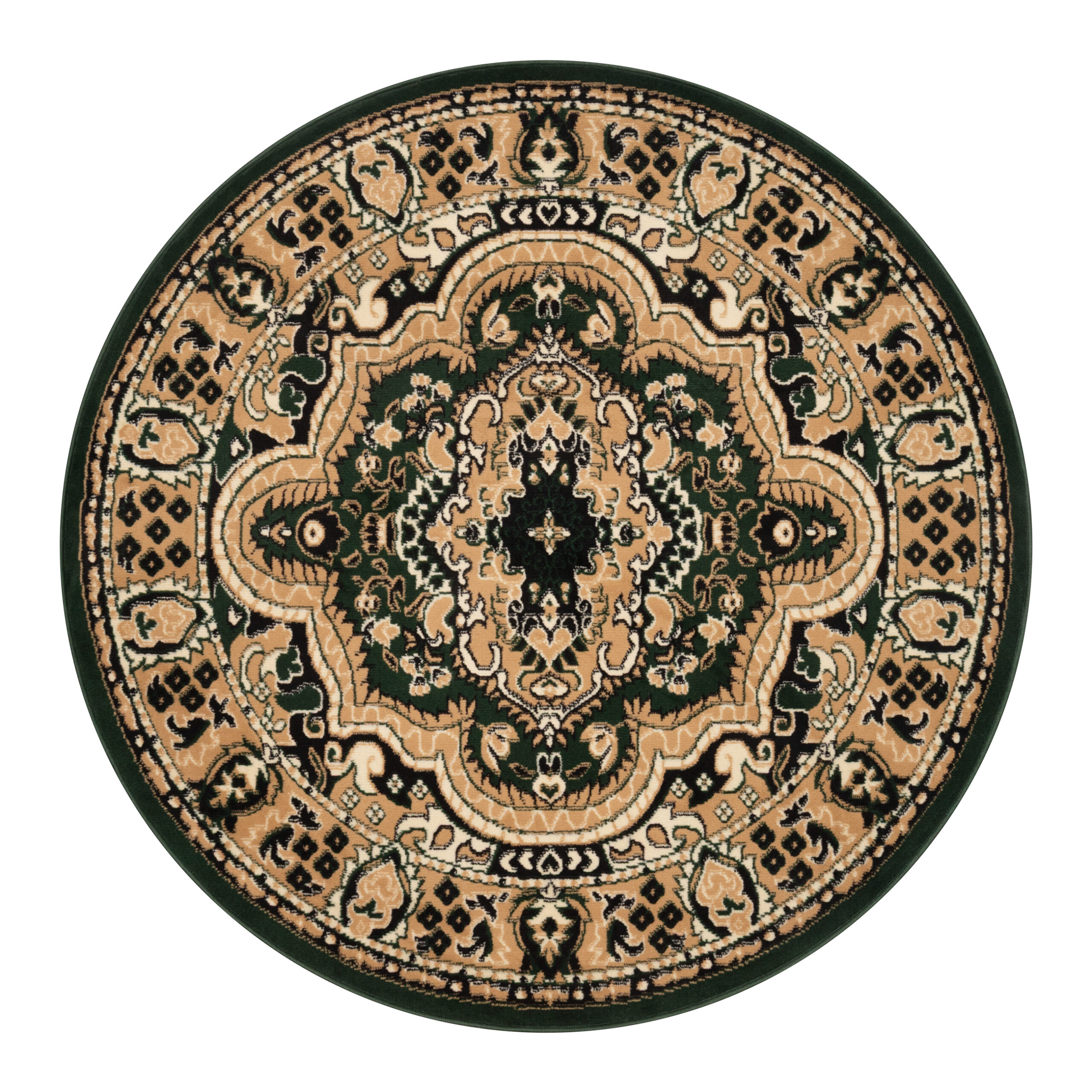 Vloerkleed Atlas Rond Klassiek Beige Groen Ornament