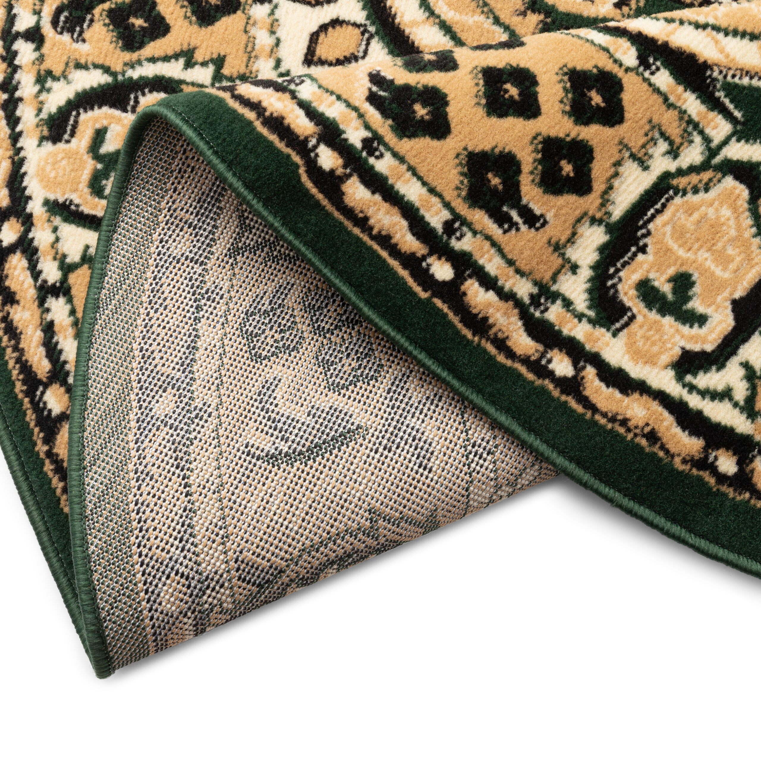 Vloerkleed Atlas Rond Klassiek Beige Groen Ornament