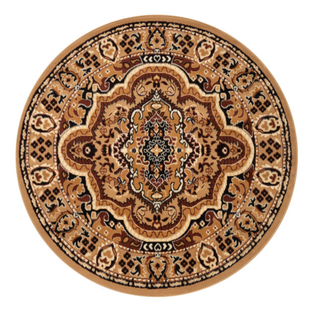 Vloerkleed Atlas Rond Donkerbeige Bruin Ornament