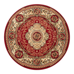 Vloerkleed Atlas Rond Klassiek Rood Beige Ornament