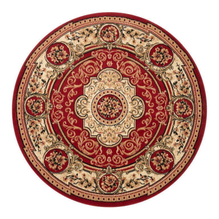 Vloerkleed Atlas Rond Klassiek Rood Beige Ornament