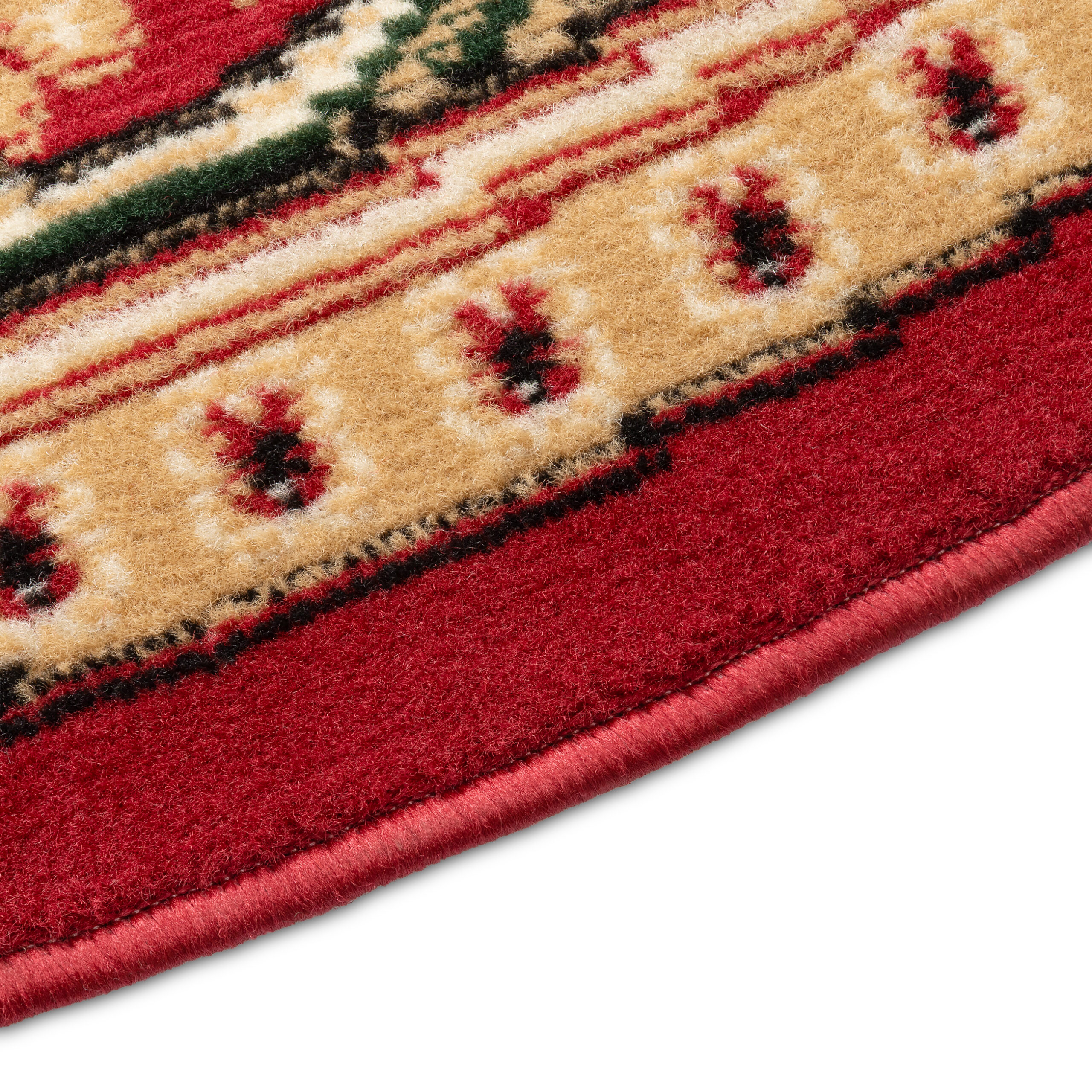 Vloerkleed Atlas Rond Klassiek Rood Beige Ornament