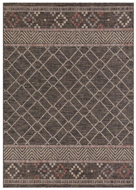 Buitentapijt Melissa Donker Bruin Geometrisch