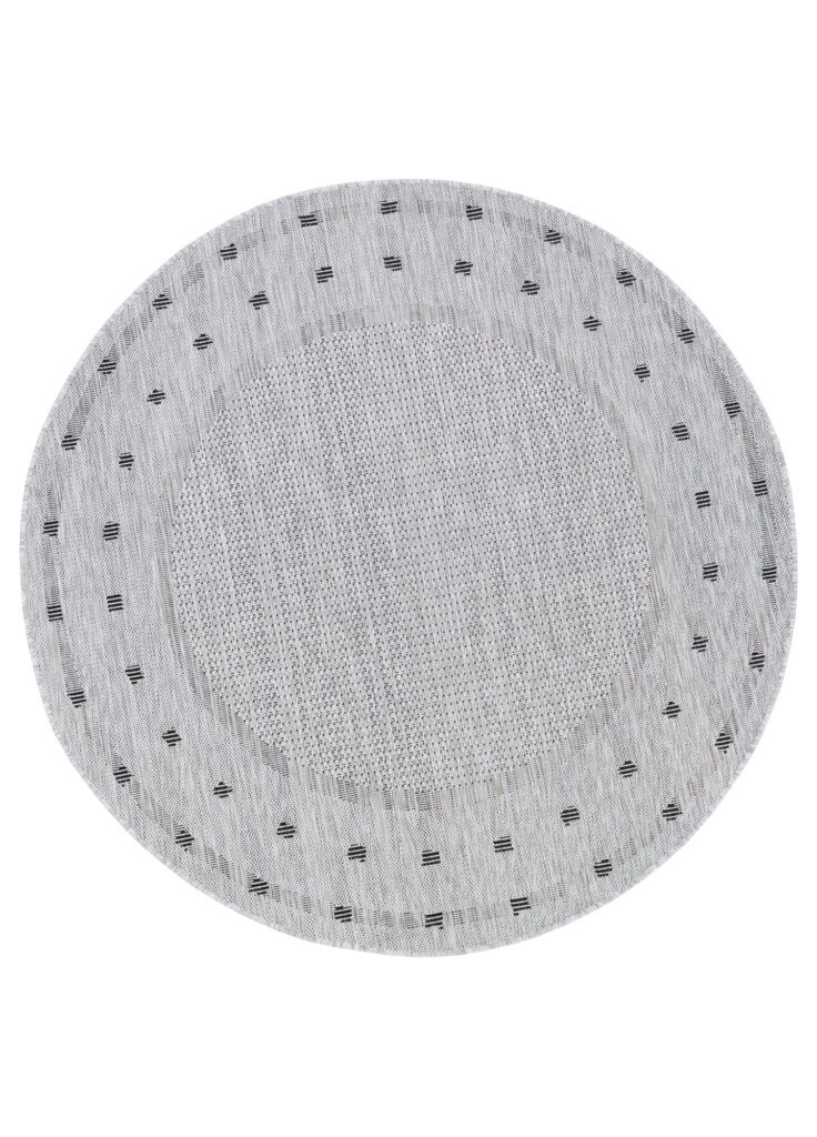 Tapijt Melissa Rond Grijs Frame Indoor Outdoor
