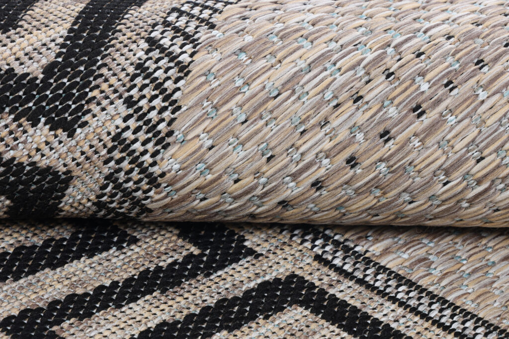 Tapijt Melissa Rond Bruin Zwart ZigZag Indoor Outdoor