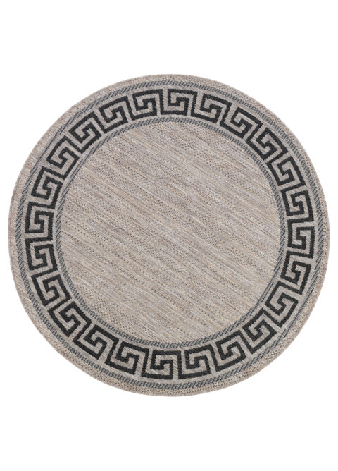 Tapijt Melissa Rond Bruin Zwart ZigZag Indoor Outdoor