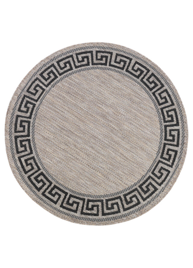Tapijt Melissa Rond Bruin Zwart ZigZag Indoor Outdoor