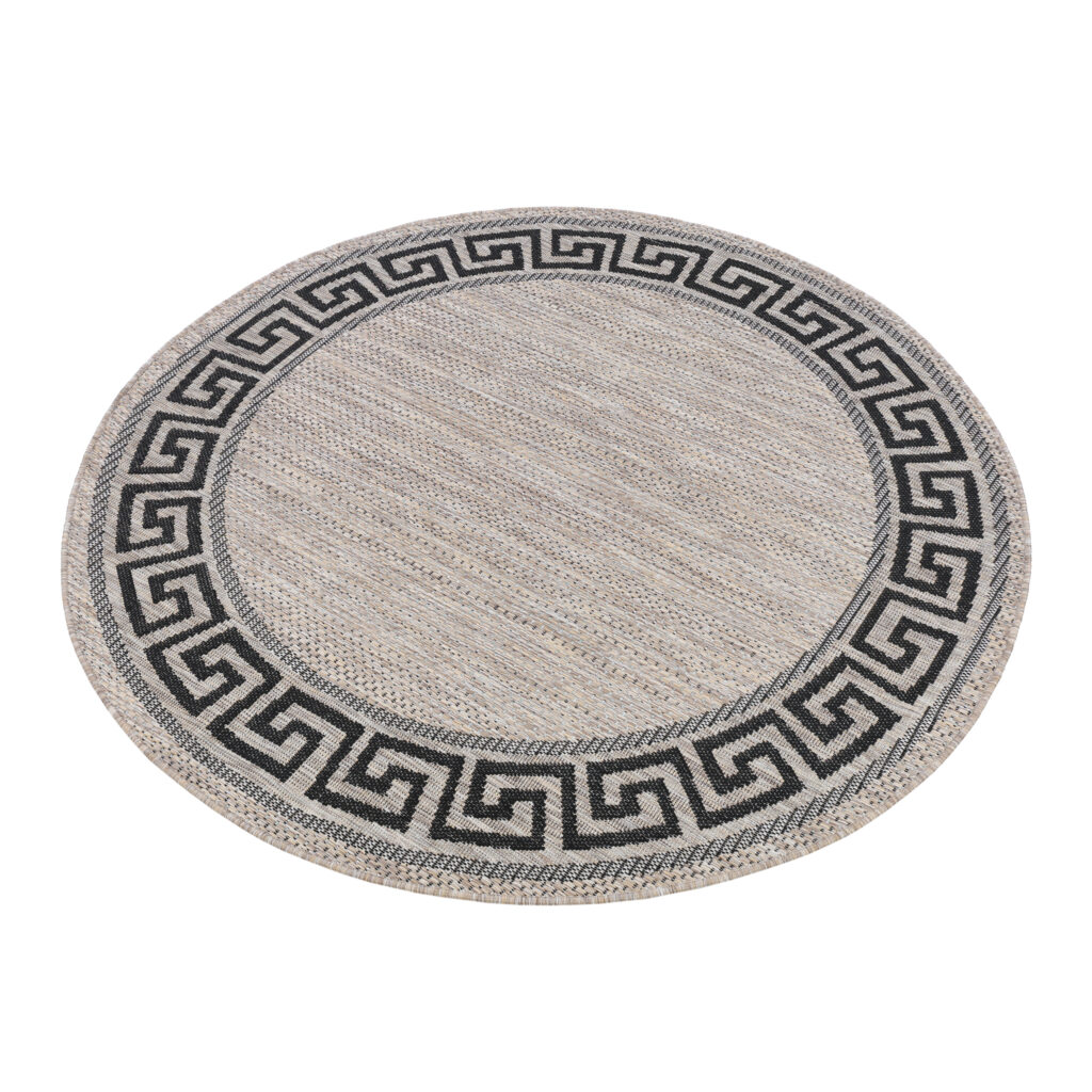 Tapijt Melissa Rond Bruin Zwart ZigZag Indoor Outdoor