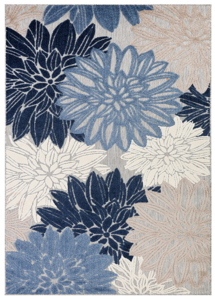 Buitenkleed Patio Grijs Blauw Bloemen