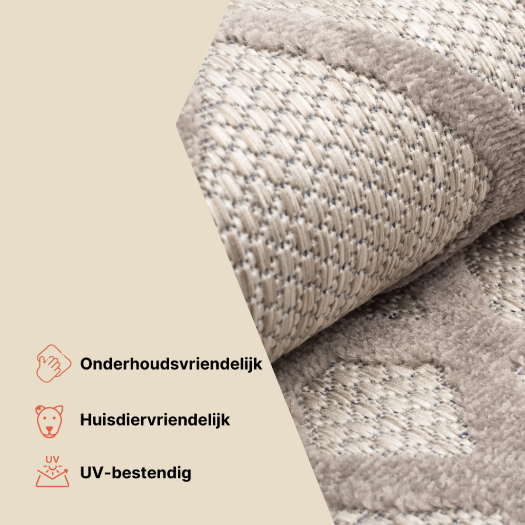 Buitenkleed Patio Grijs Blauw Bloemen