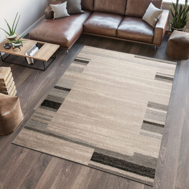 Vloerkleed Sari Beige Grijs Rand
