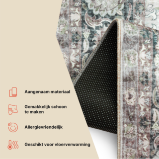 Vloerkleed Ispahan Grijs Groen Bloemmotief