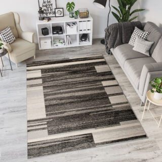 Vloerkleed Sari Antraciet Beige Rand