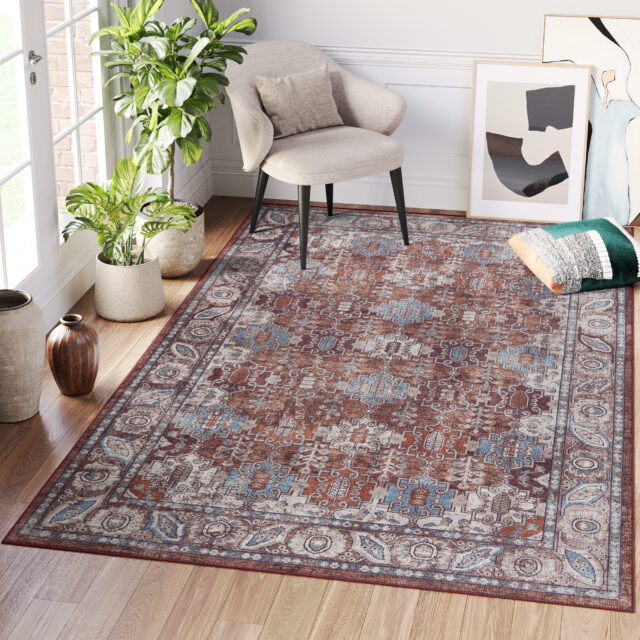 Vloerkleed Dubai Bourgondisch Ornamenten Antislip