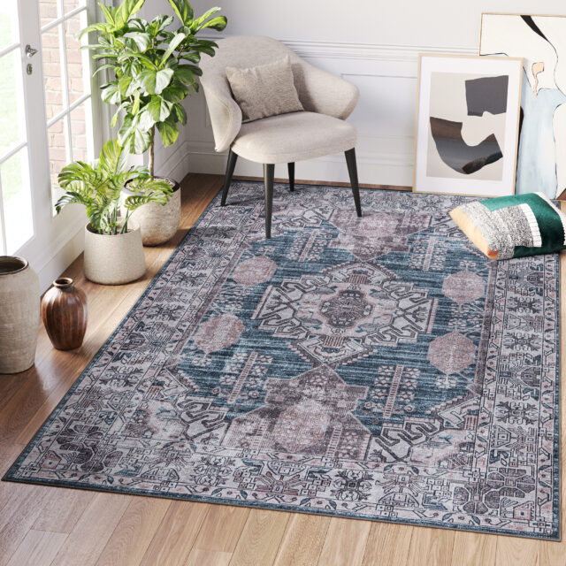 Vloerkleed Dubai Donkerblauw Slijtage Antislip