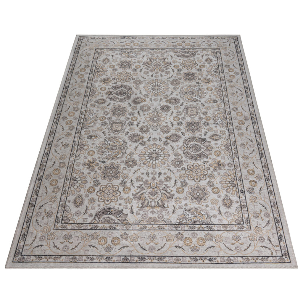 Vloerkleed Dubai Beige Bloemenmotief Antislip