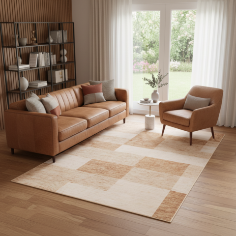 Vloerkleed Nora Bruin Geometrisch Antislip