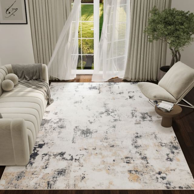 Vloerkleed Ash Wit Grijs Beige Antislip