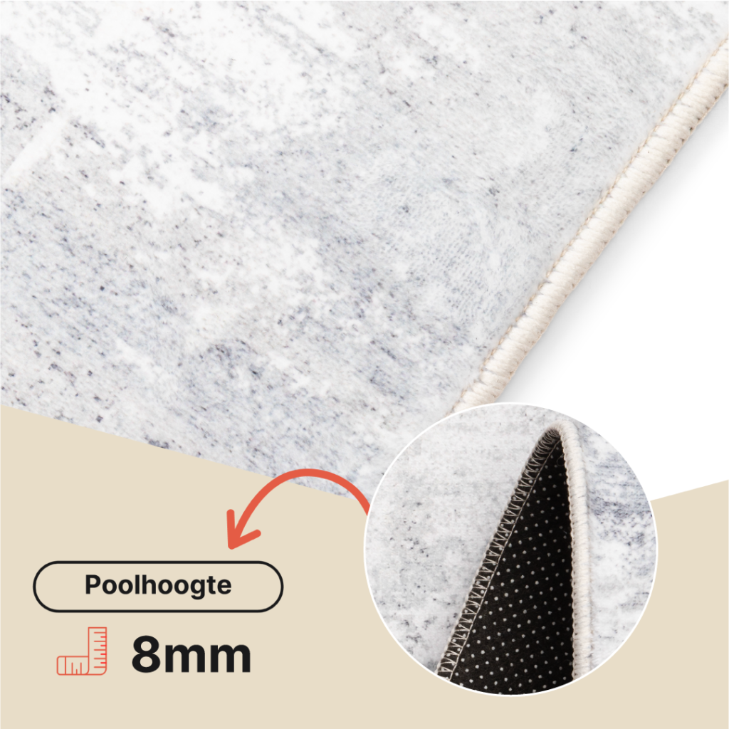 Vloerkleed Ash Lichtgrijs Antislip