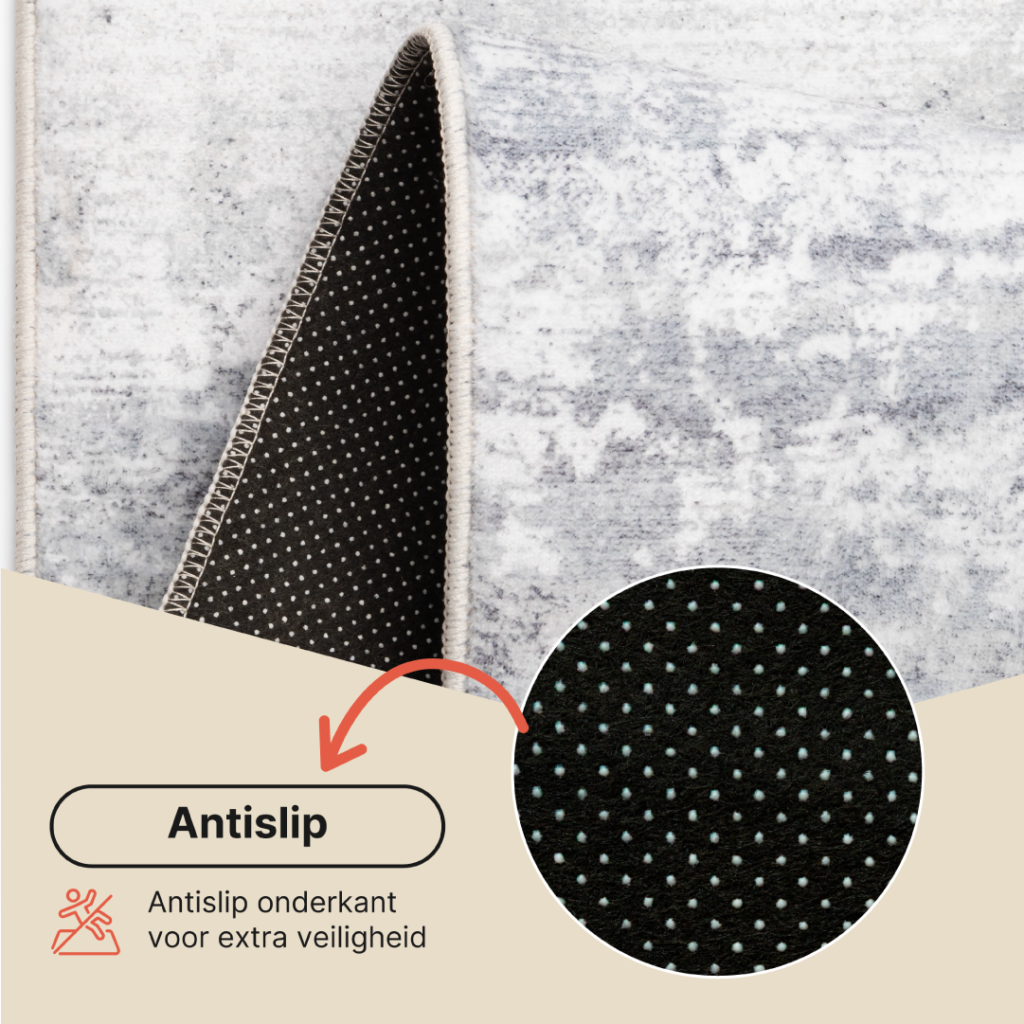 Vloerkleed Ash Lichtgrijs Antislip