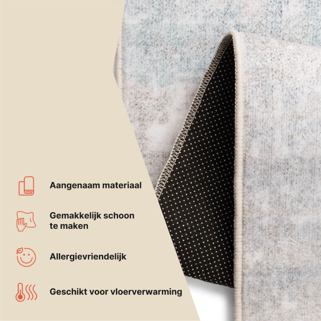Vloerkleed Ash Grijs Beige Antislip