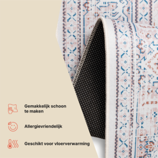 Vloerkleed Nora Crème Blauw Antislip