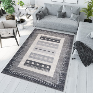 Vloerkleed Sari Grijs Etnisch Rand