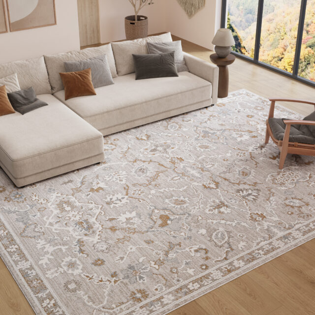 Vloerkleed Trend Beige Grijs Bloemrijk