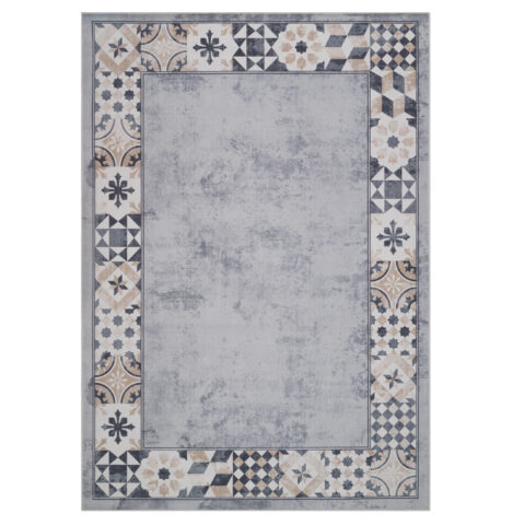 Vloerkleed Nora Grijs Beige Rand Antislip