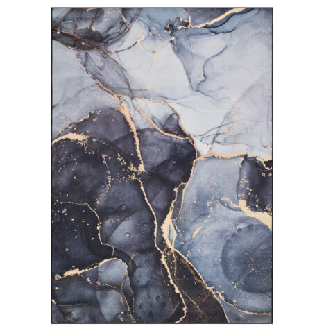 Vloerkleed Nora Grijs Marineblauw Marmer Antislip