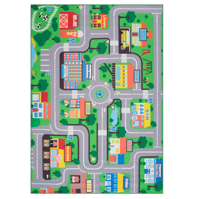Kindertapijt Joy Groen Stad Antislip
