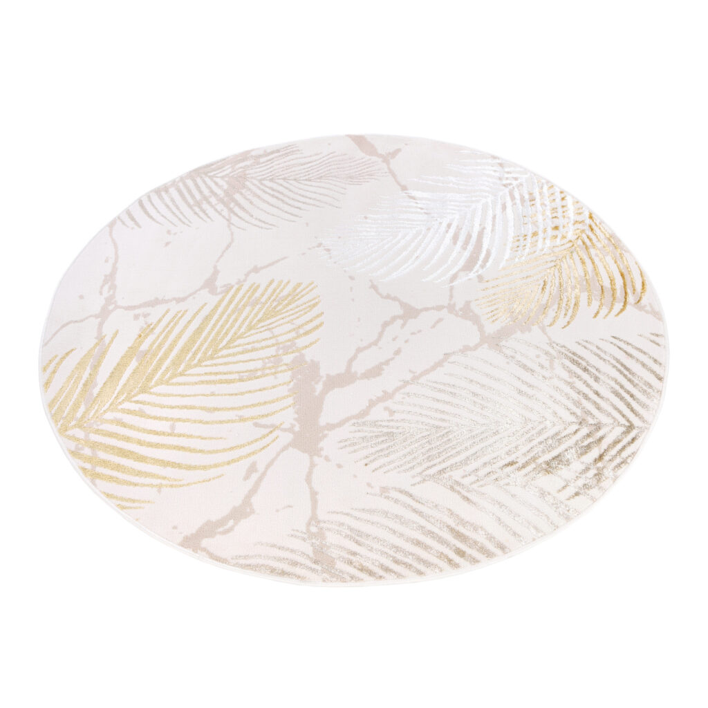 Vloerkleed Crystal Rond Gold Bruin Creme Bladeren