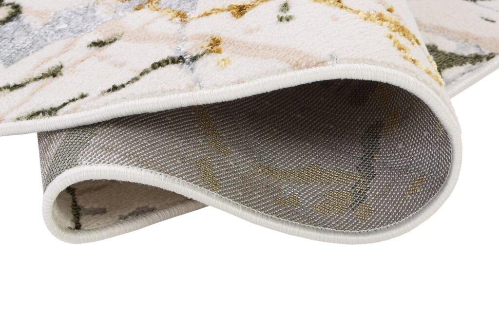 Vloerkleed Crystal Rond Groen Creme Abstract Marmer