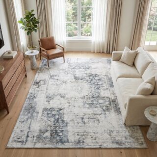 Vloerkleed Venezia Grijs Marineblauw Vintage