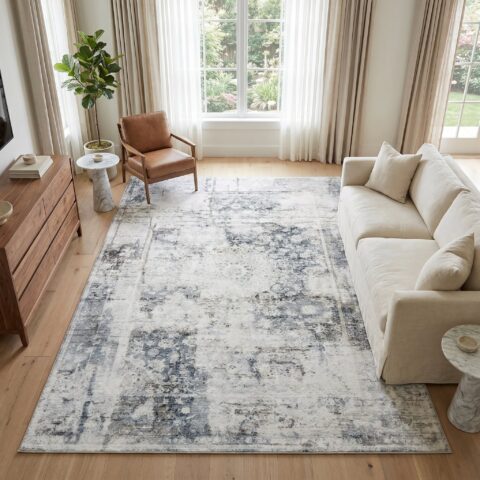 Vloerkleed Venezia Grijs Marineblauw Vintage