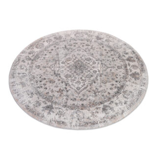 Vloerkleed Valley Rond Donker Grijs Vintage Frame
