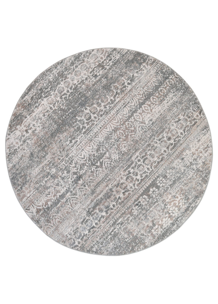 Vloerkleed Valley Rond Grijs Vintage Gebloemd