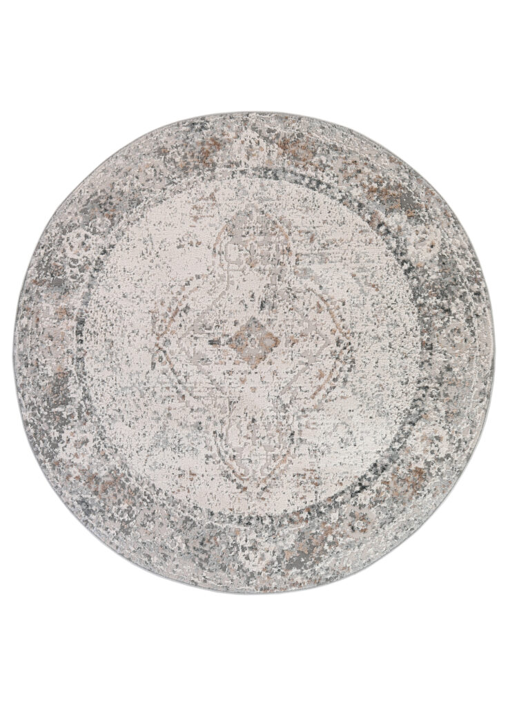 Vloerkleed Valley Rond Grijs Ornamenten Vintage