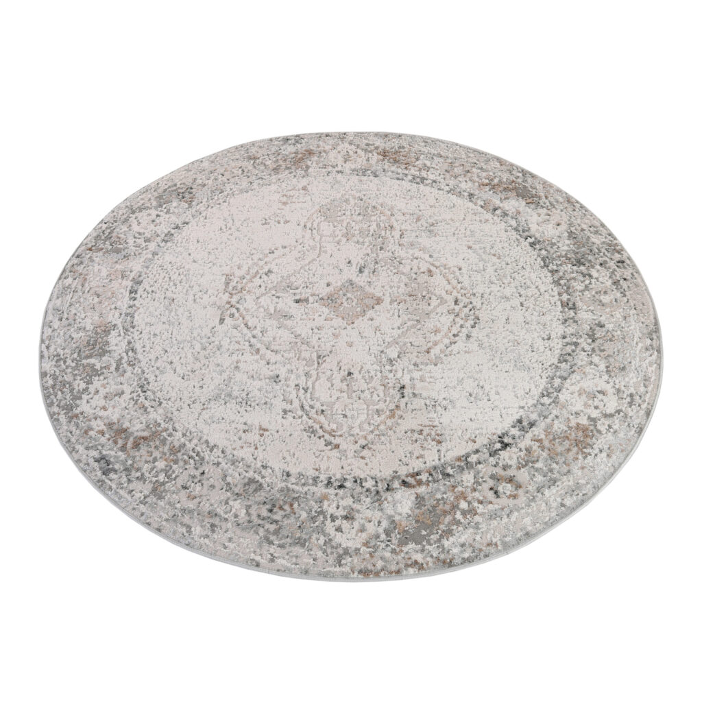 Vloerkleed Valley Rond Grijs Ornamenten Vintage