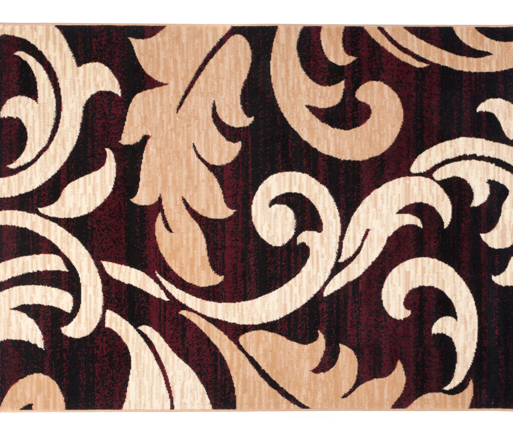 Loper Dream Bordeau Crème Ornamenten Bladeren