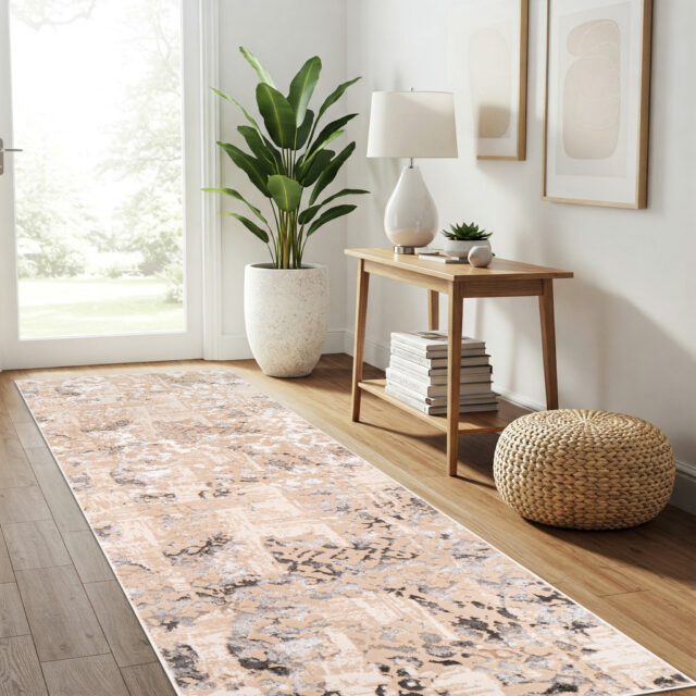Loper Crystal Beige Grijs Abstract