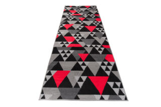 Loper Maya Grijs Rood Geometrisch Driehoeken