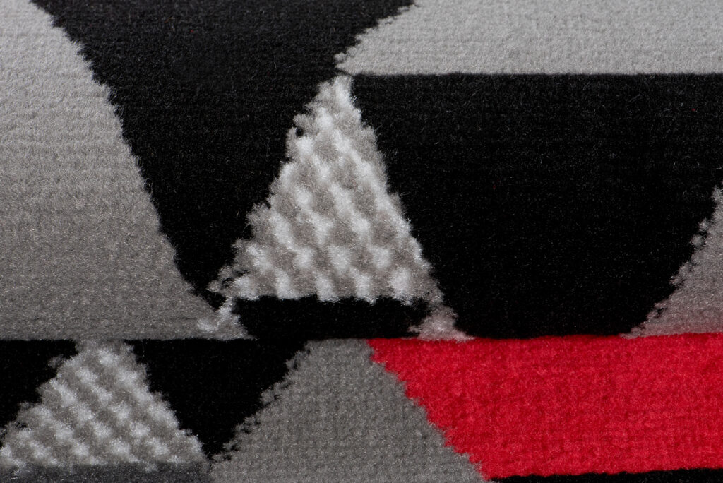 Loper Maya Grijs Rood Geometrisch Driehoeken