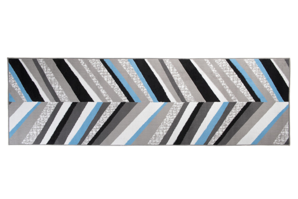 Loper Maya Grijs Blauw Geometrisch Lijnen