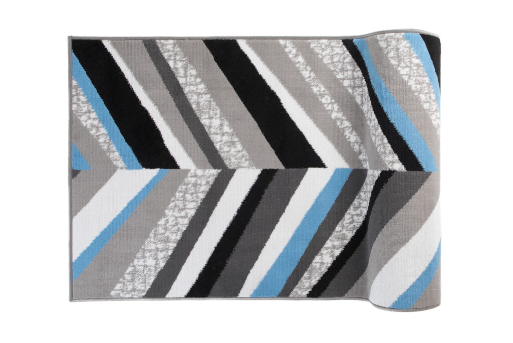 Loper Maya Grijs Blauw Geometrisch Lijnen