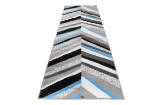 Loper Maya Grijs Blauw Geometrisch Lijnen