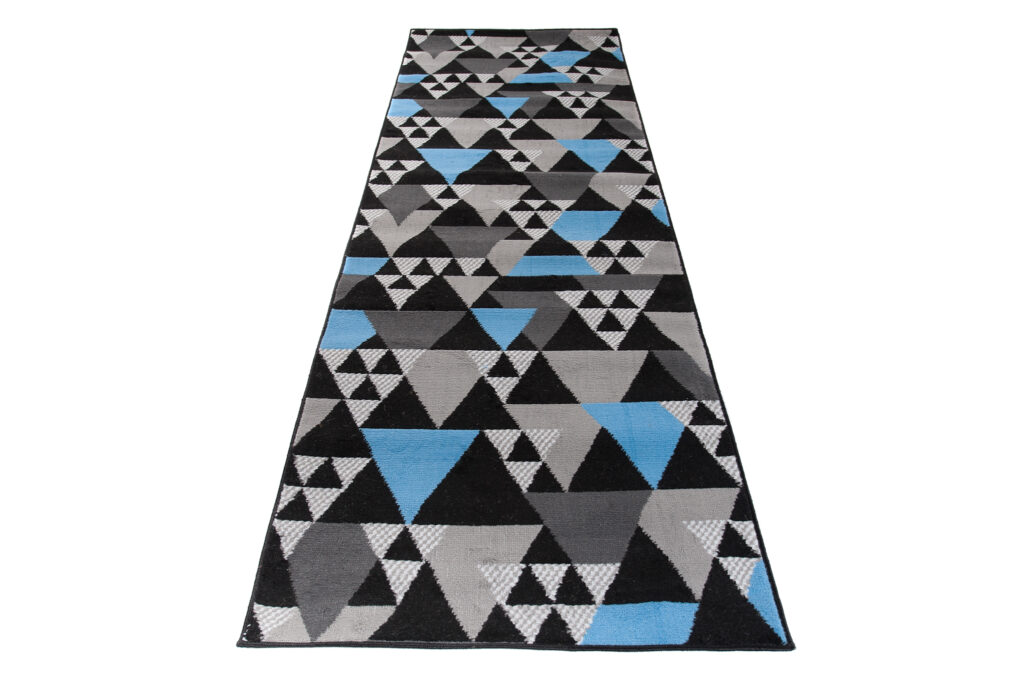 Loper Maya Grijs Blauw Geometrisch Driehoeken